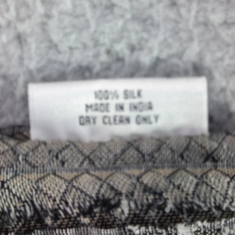 in-things Scarf Womens One Size Black‎ Gray Zebra Print 100% Silk Fringe Wrap